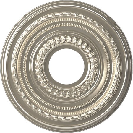 Cole PVC Ceiling Medallion (Fits Canopies Up To 4 1/4), Brght Coat Chrome, 13OD X 3 1/2ID X 3/4P